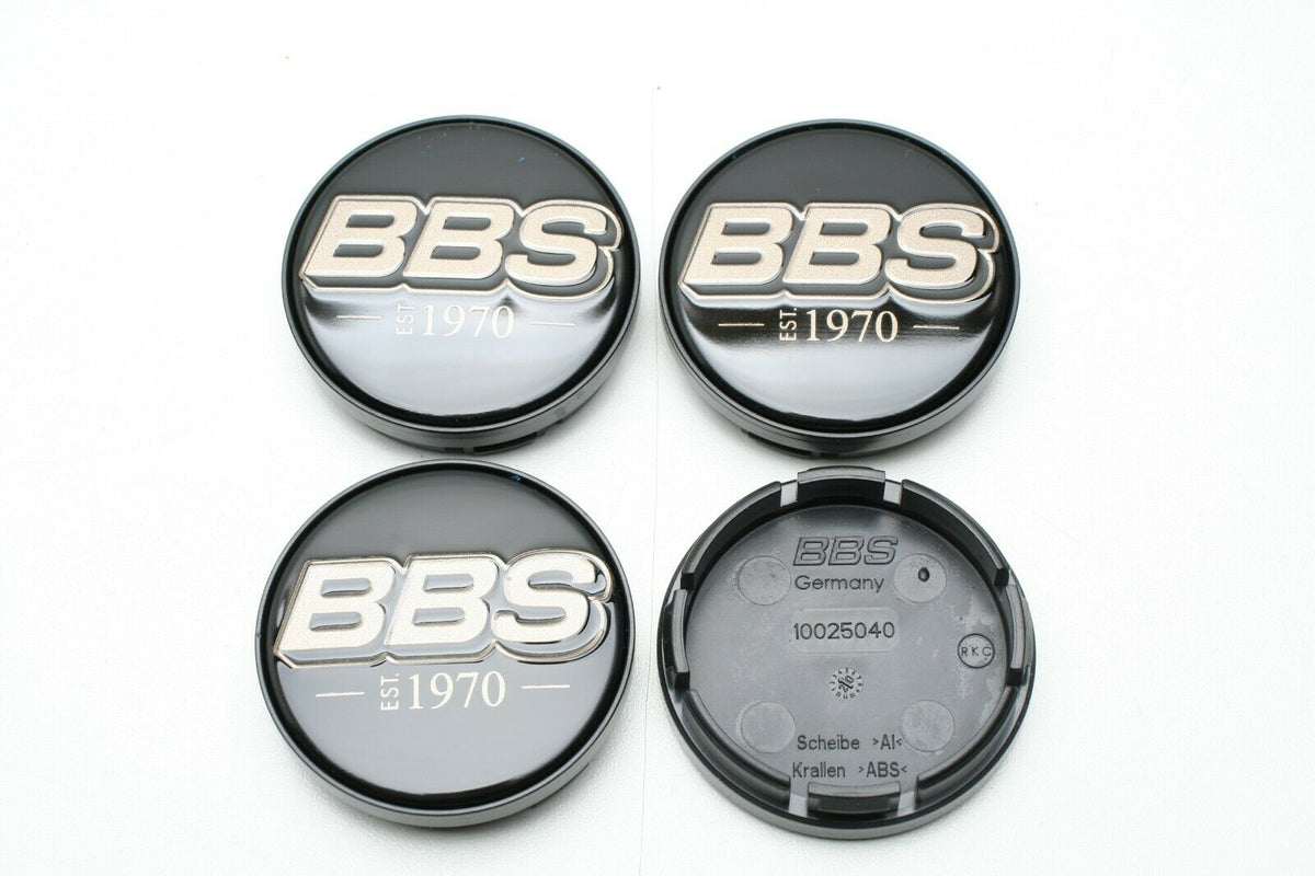 BBS LOGO Center Cap Set 56mm Black/White-Gold EST. 1970