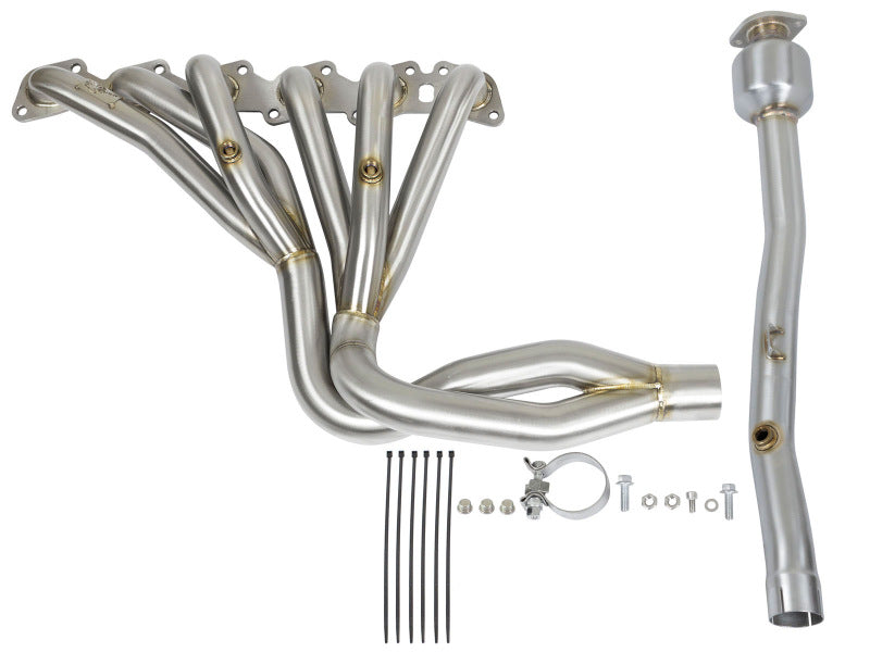 aFe Power Twisted Steel Long Tube Header &amp; Connection Pipes (Street Series) 01-16 Nissan Patrol