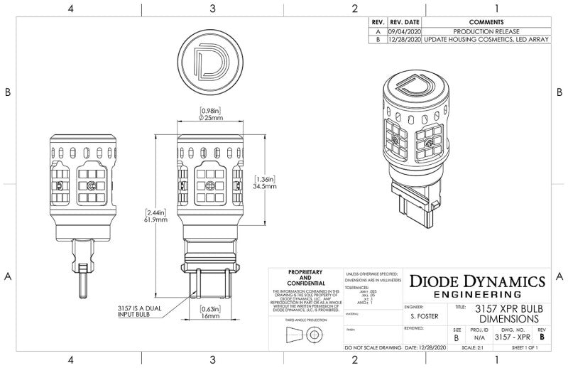 Diode Dynamics 3157 XPR LED Bulb - Cool - White (Pair) - DD0378P