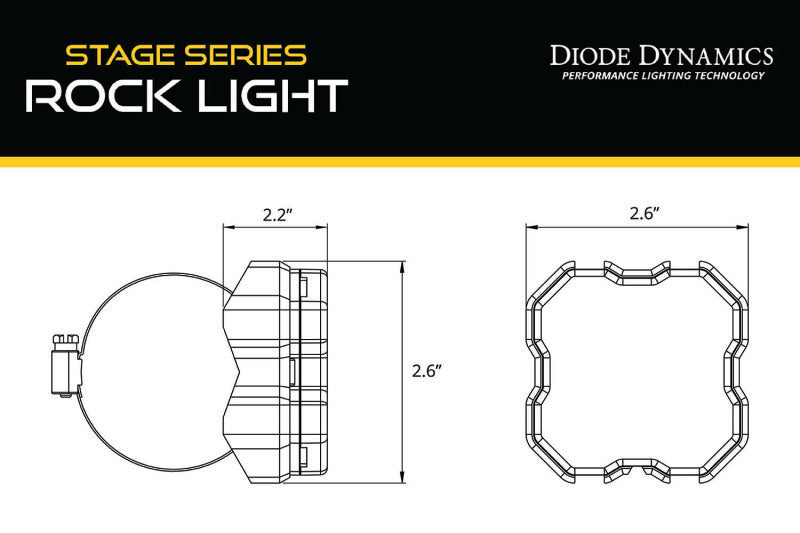 Diode Dynamics Stage Series Rock Light Tube Mount Adapter Kit (one) - DD7464