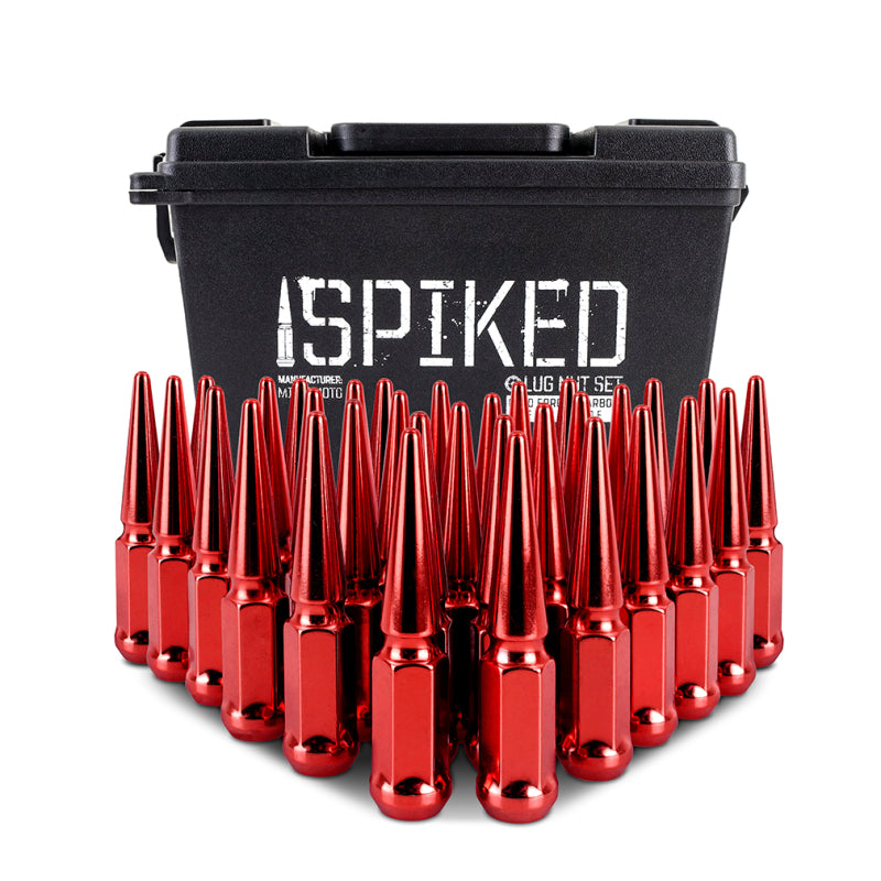 Mishimoto Mishimoto Steel Spiked Lug Nuts M14 x 1.5 32pc Set Red - MMLG-SP1415-32RD