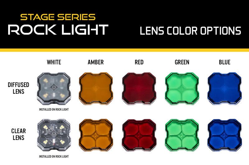 Diode Dynamics Stage Series Rock Lights - Amber Clear Lens - DD7467