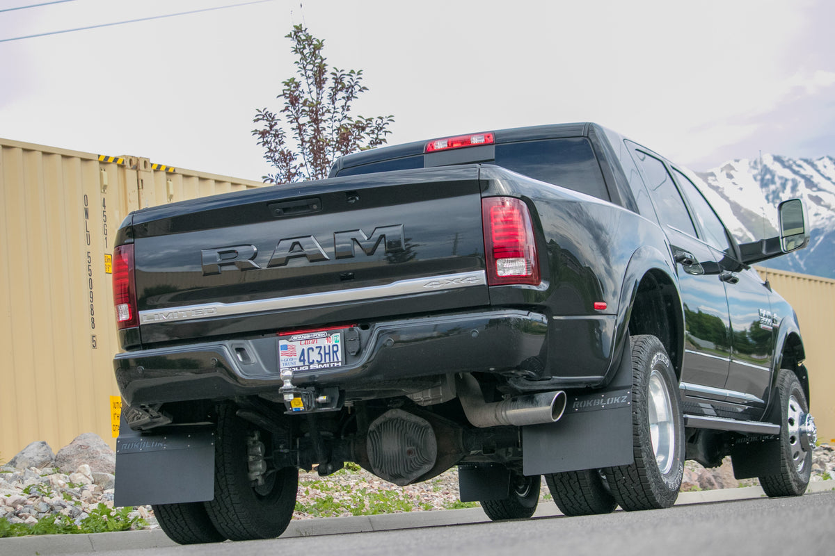 2018  Ram Dually featuring Rokblokz step back mud flaps in ORIGINAL