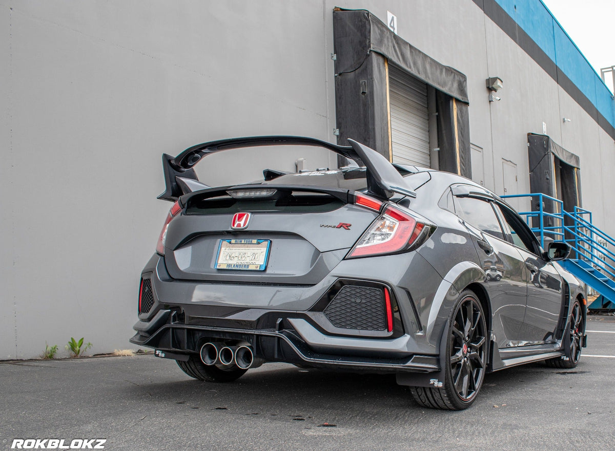 2017+ Honda Civic TypeR featuring Rokblokz Rally Mud Flaps - 3/4 view