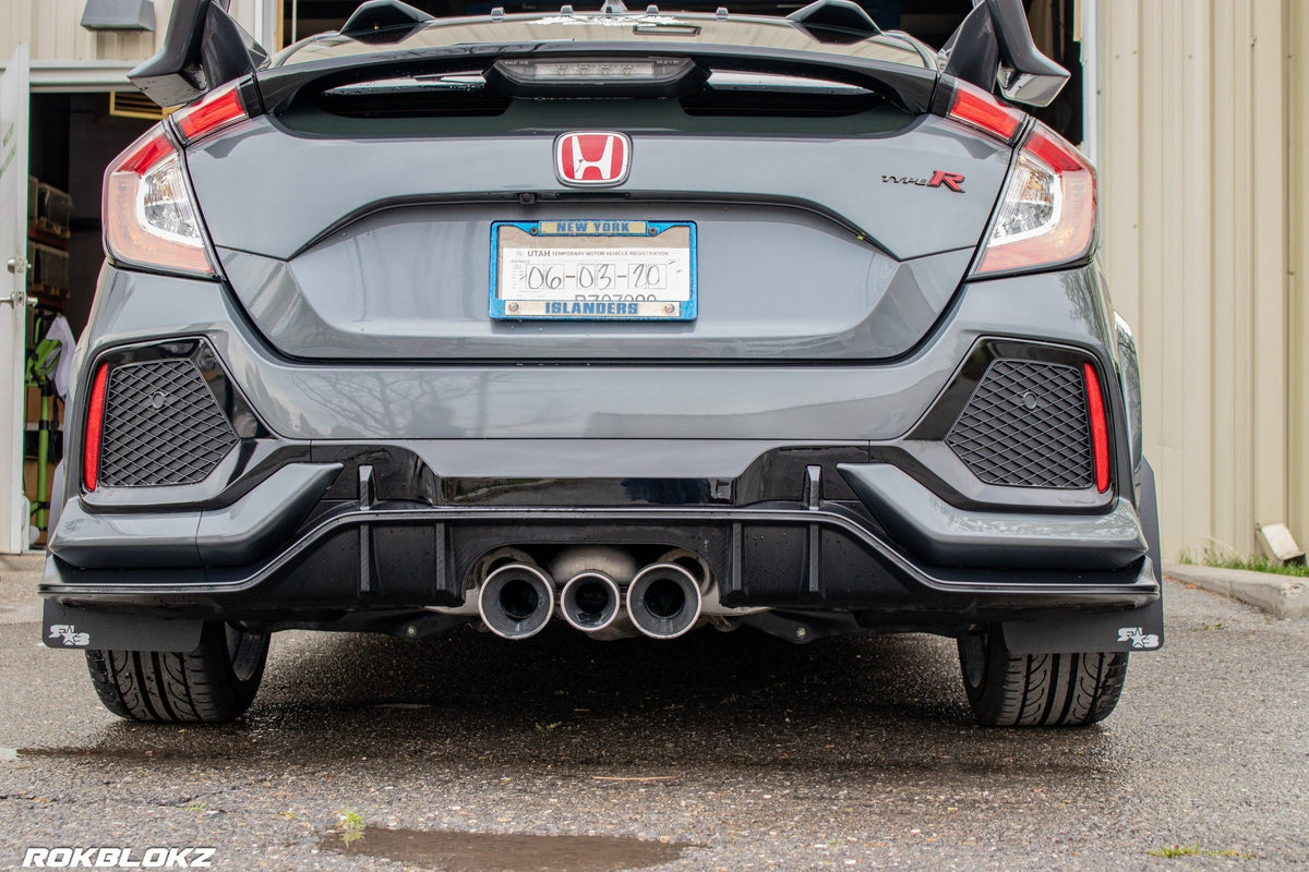 2017+ Honda Civic TypeR featuring Rokblokz Rally Mud Flaps - rear view