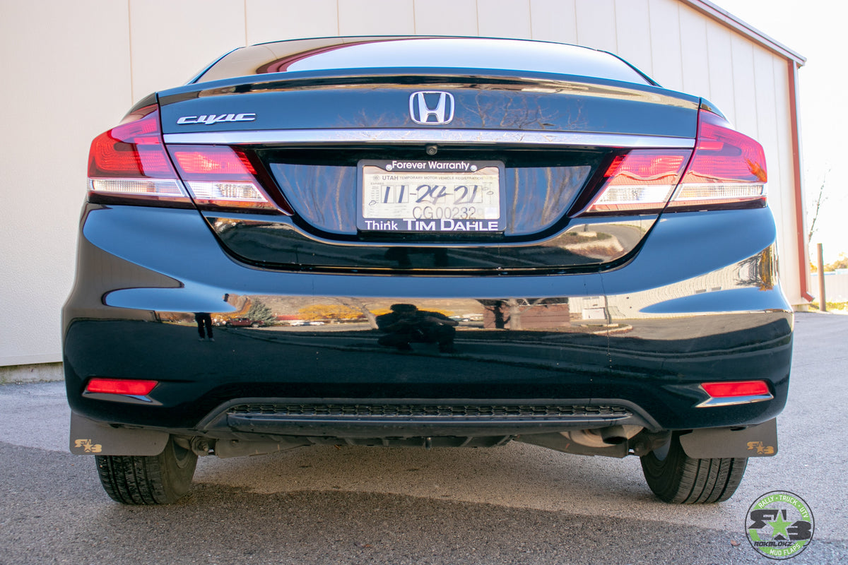 2015 Honda Civic featuring Rokblokz Mud flaps in Black w/ Black logo