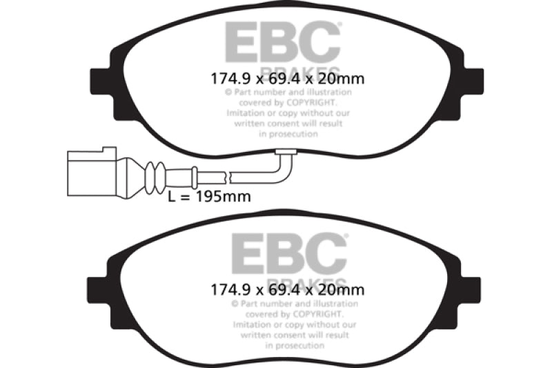 Clearance - EBC 14-20 Audi S3/VW Golf R/GTi 2.0 Turbo Redstuff Front Brake Pads DP32127C