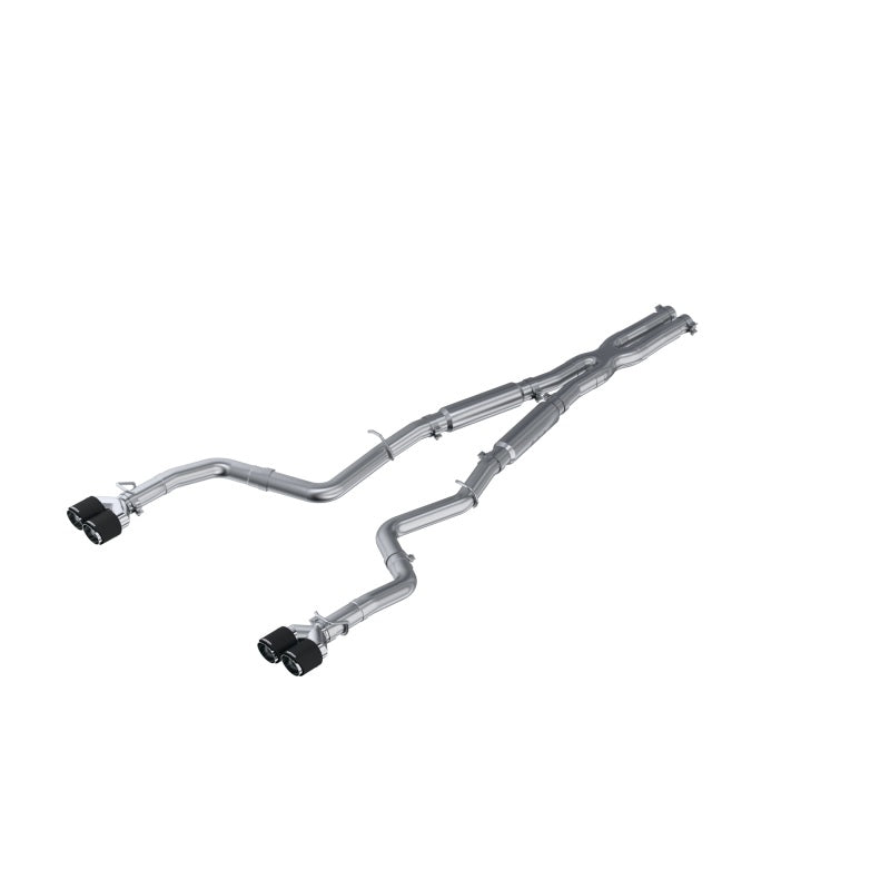 MBRP 15-16 Dodge Challenger RT 5.7L T304 SS 3in Dual Rear Cat-back CF Quad Tips - Street - S71153CF