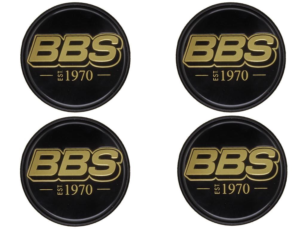 BBS LOGO Center Cap Set 56mm Black/Gold EST. 1970