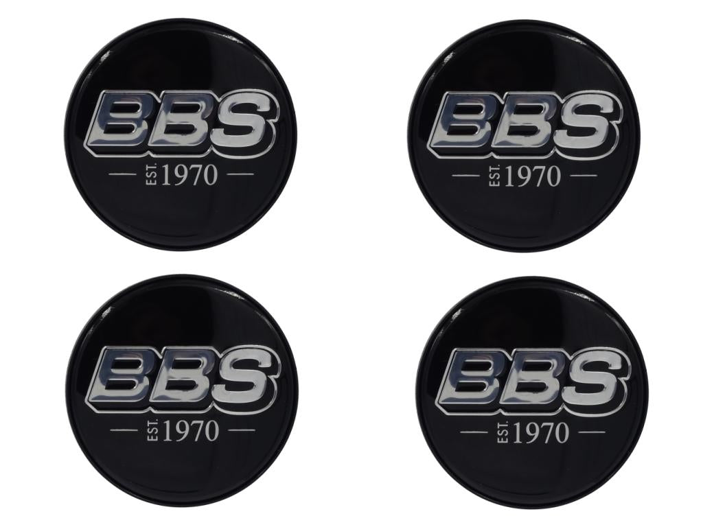 BBS LOGO Center Cap Set 70mm Black/Plat-Silver EST. 1970