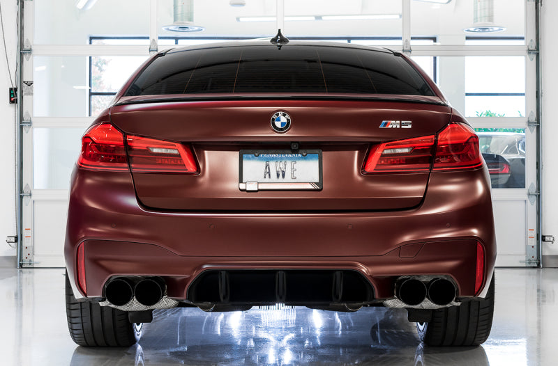 AWE Tuning 18-19 BMW M5 (F90) 4.4T AWD SwitchPath Axle-back Exhaust - Diamond Black Tips