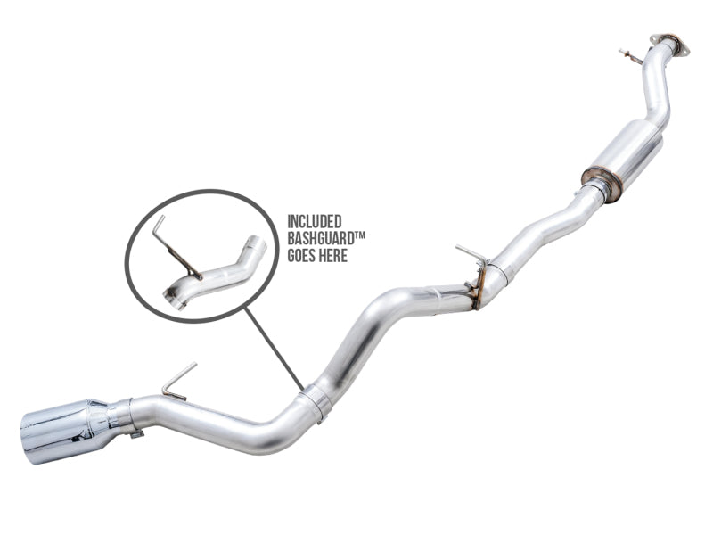 AWE Tuning 2021+ Ford Bronco 0FG Single Rear Exit Exhaust w/Chrome Silver Tip &amp; Bash Guard