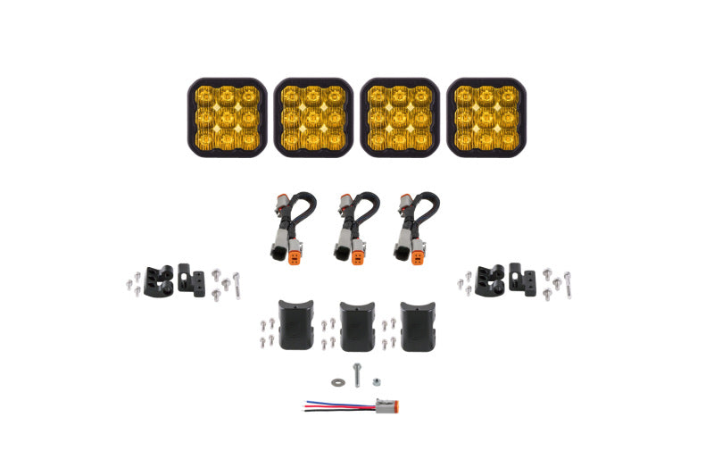 Diode Dynamics SS5 Sport Universal CrossLink 4-Pod Lightbar - Yellow Driving - DD7207