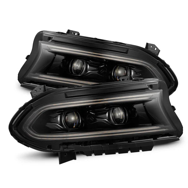 AlphaRex 15-23 Dodge Charger LUXX LED Proj Headlights Alpha-Black w/Actv Light &amp; Seq.Sig / SB DRL