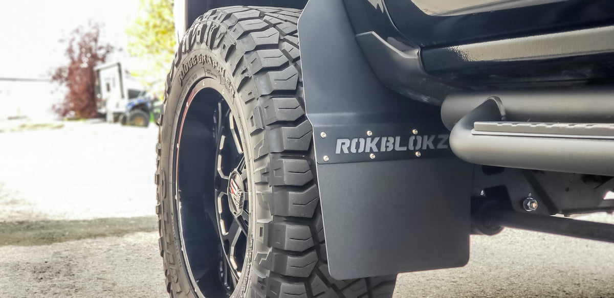 XL STEP BACK Mud Flaps by Rokblokz for (4th Gen) 2015-2018 Chevy Silverado 1500/2500HD SRW