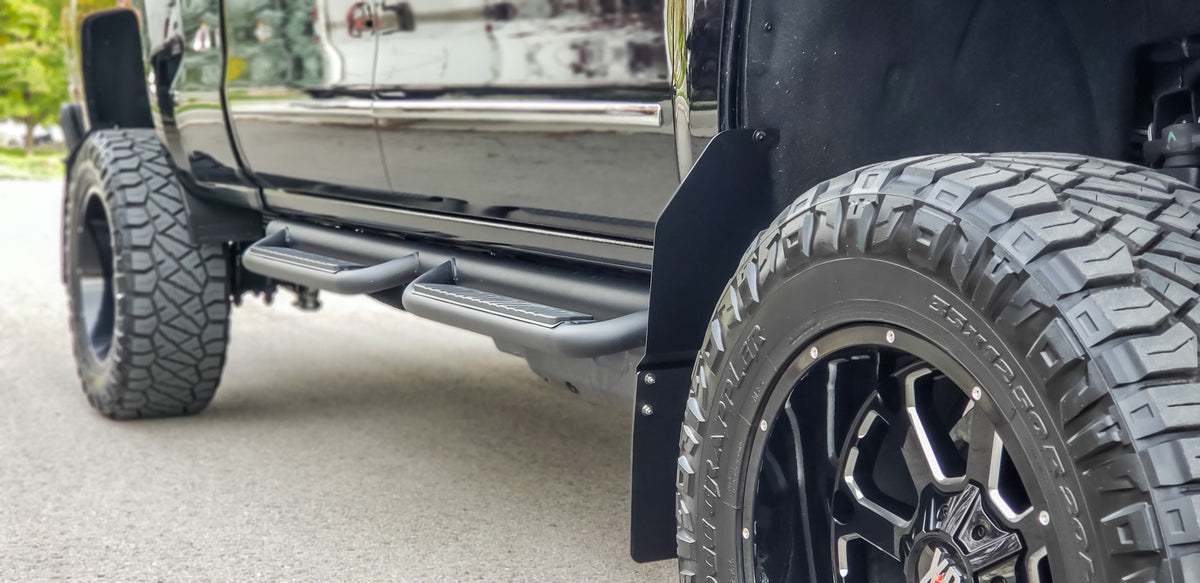 XL STEP BACK Mud Flaps by Rokblokz for (4th Gen) 2015-2018 Chevy Silverado 1500/2500HD SRW