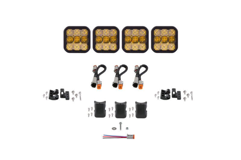 Diode Dynamics SS5 Sport Universal CrossLink 4-Pod Lightbar - Yellow Combo - DD6795