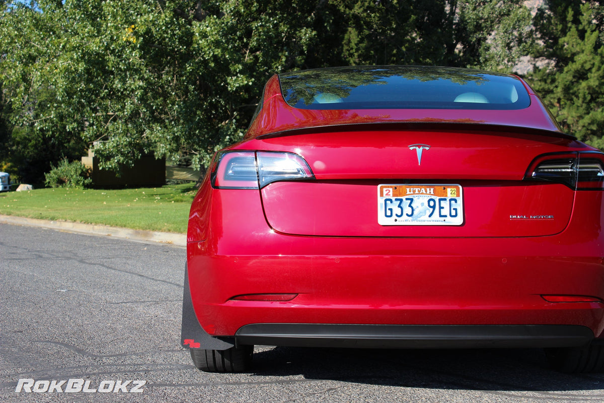 17+ Tesla Model 3 featuring Rokblokz Mud Flaps