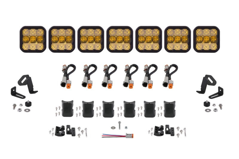 Diode Dynamics SS5 Sport Universal CrossLink 7-Pod Lightbar - Yellow Combo - DD6801