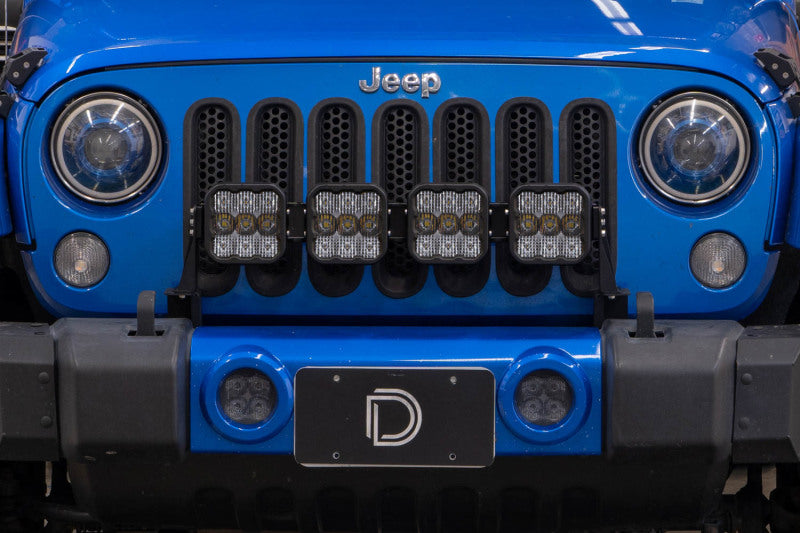 Diode Dynamics Jeep JK SS5 4-Pod CrossLink Grille Lightbar Kit Pro - White Combo - DD7272