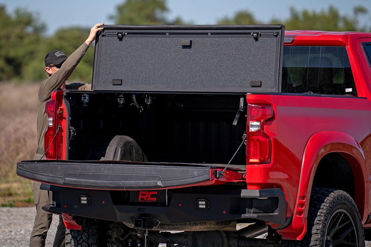 Hard Tri-Fold Flip Up Bed Cover | 6&#39;7&quot; Bed | Chevy/GMC 1500 (19-24)