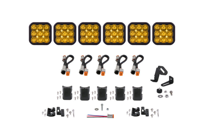 Diode Dynamics SS5 Sport Universal CrossLink 6-Pod Lightbar - Yellow Driving - DD7211