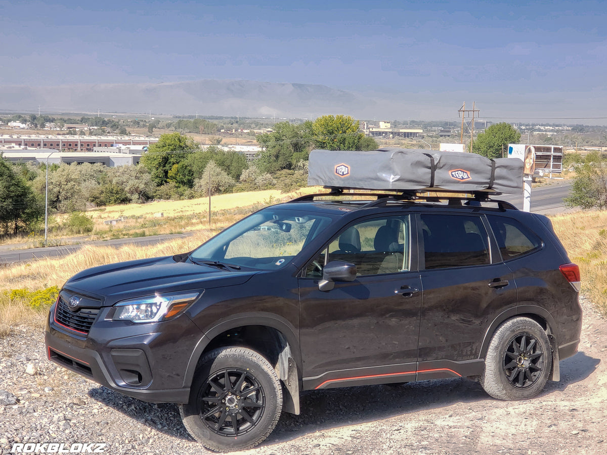 19 Forester featuring Rokblokz Mud Flaps in Black w/ Black logo Long