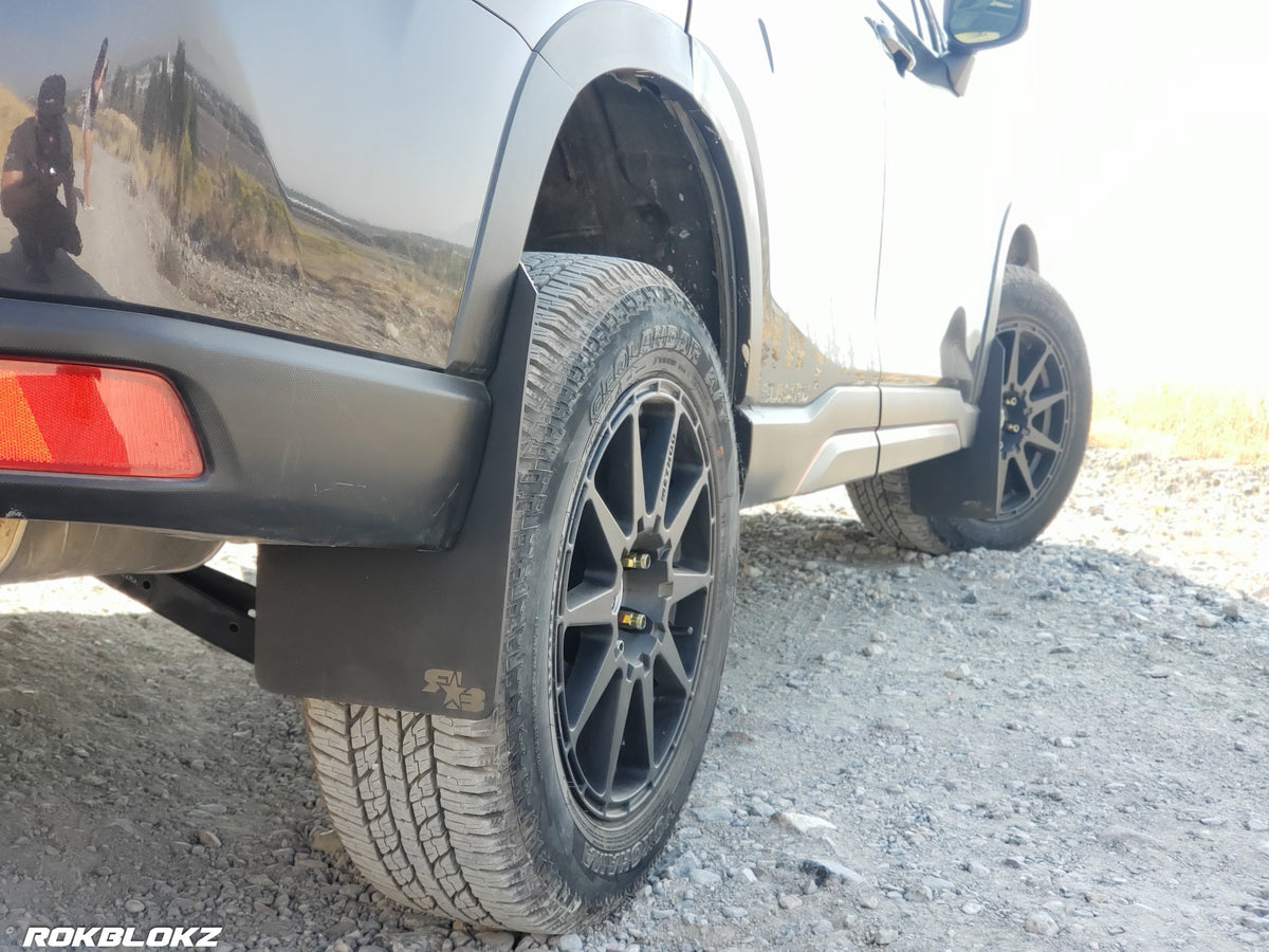 19 Forester featuring Rokblokz Mud Flaps in Black w/ Black logo Long