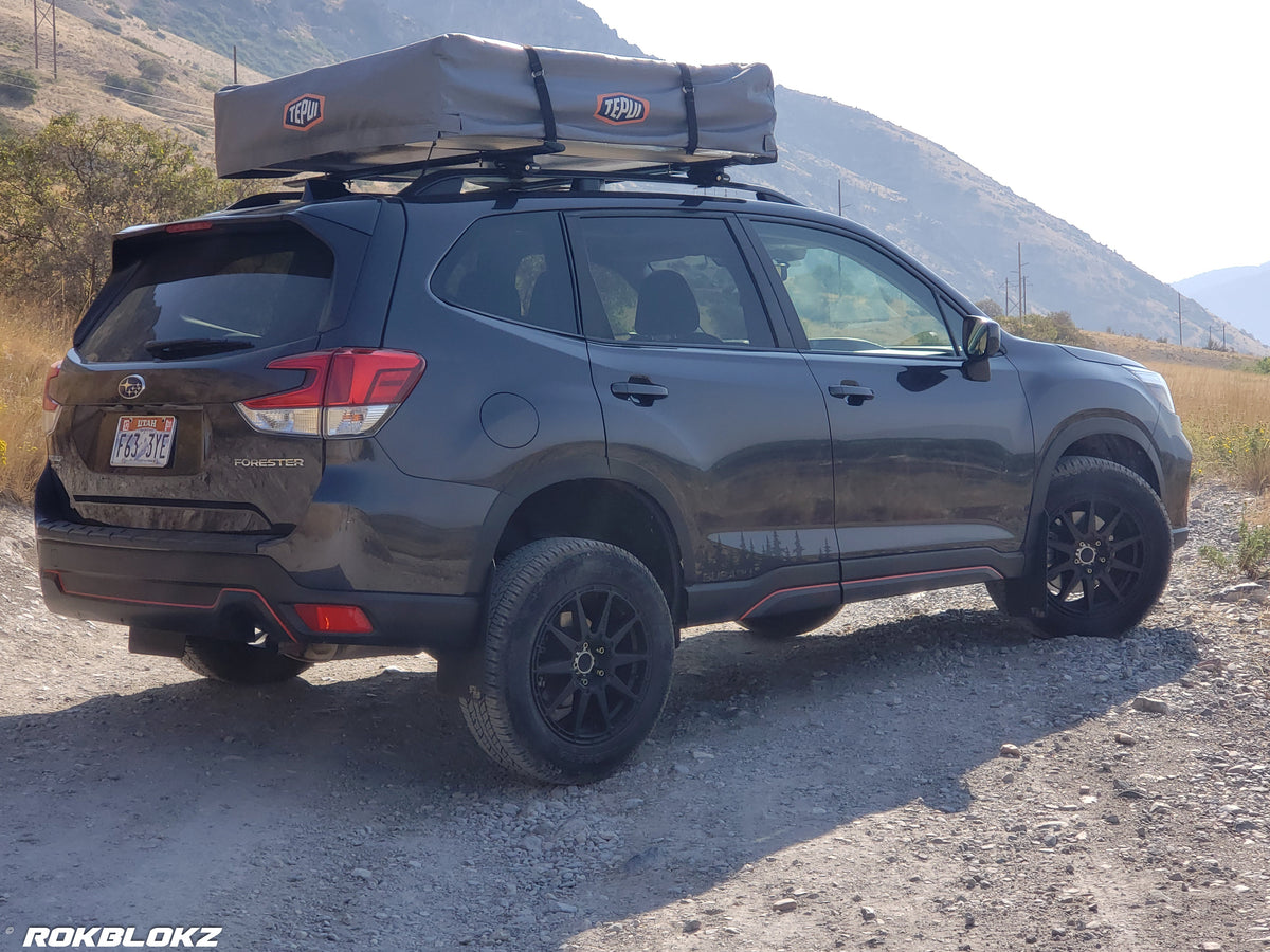 19 Forester featuring Rokblokz Mud Flaps in Black w/ Black logo Long