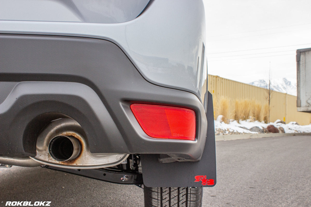 19 Forester featuring Rokblokz Mud Flaps in Black w/ Red logo Original length