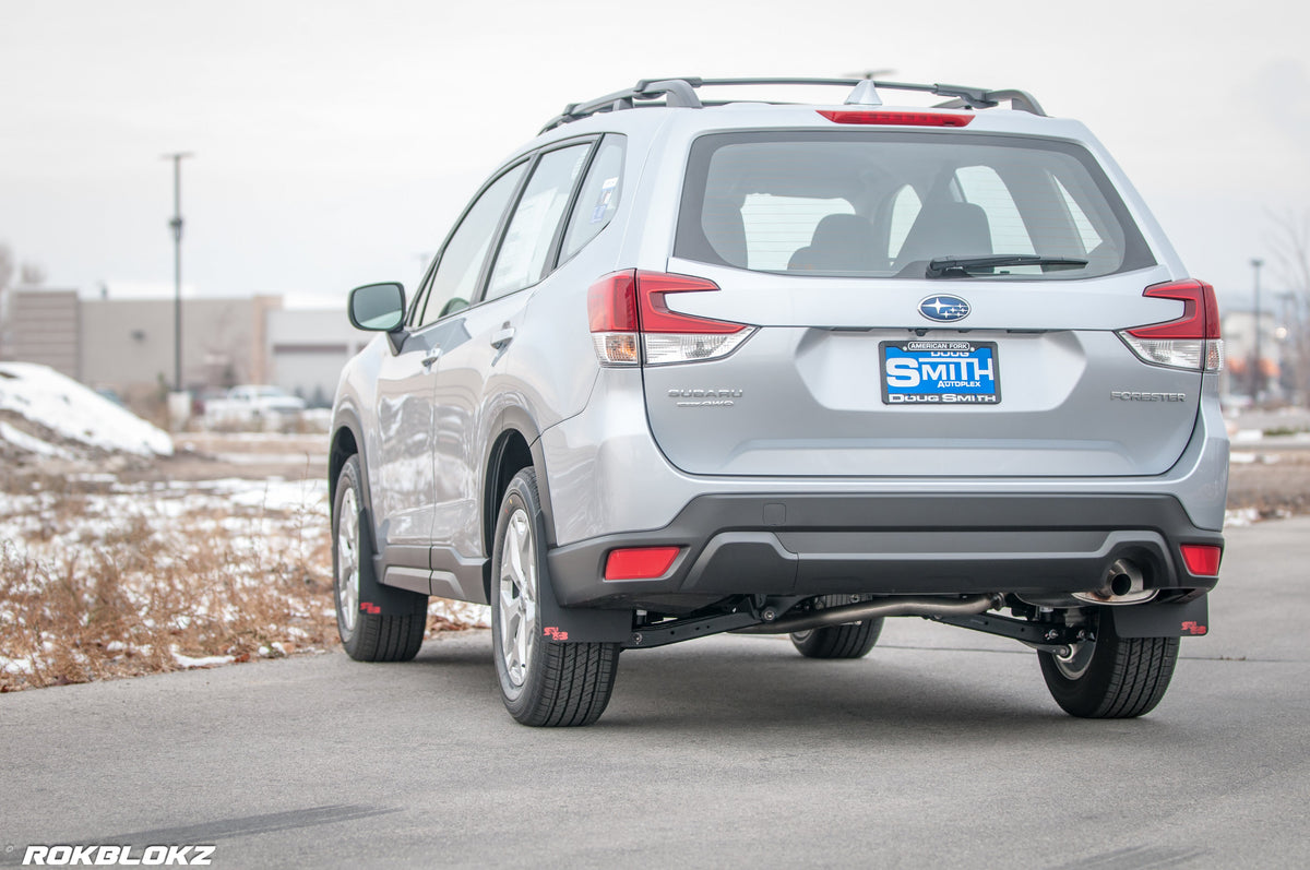 19 Forester featuring Rokblokz Mud Flaps in Black w/ Red logo Original length