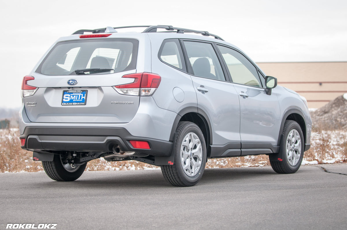 19 Forester featuring Rokblokz Mud Flaps in Black w/ Red logo Original length