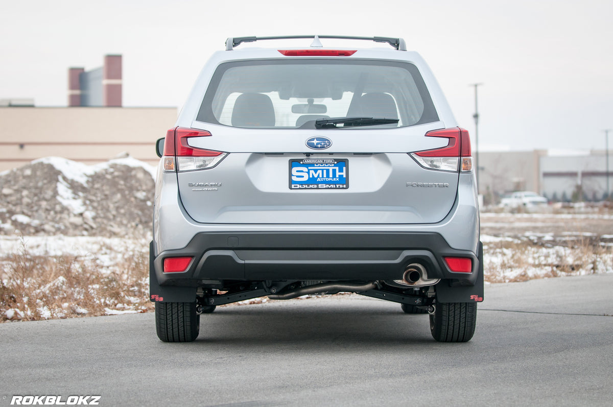 19 Forester featuring Rokblokz Mud Flaps in Black w/ Red logo Original length