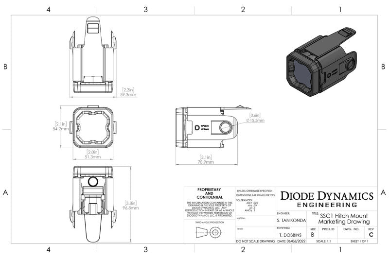 Diode Dynamics Hitch Mount LED Pod Reverse Kit C1R (No Harness) - DD7422NH