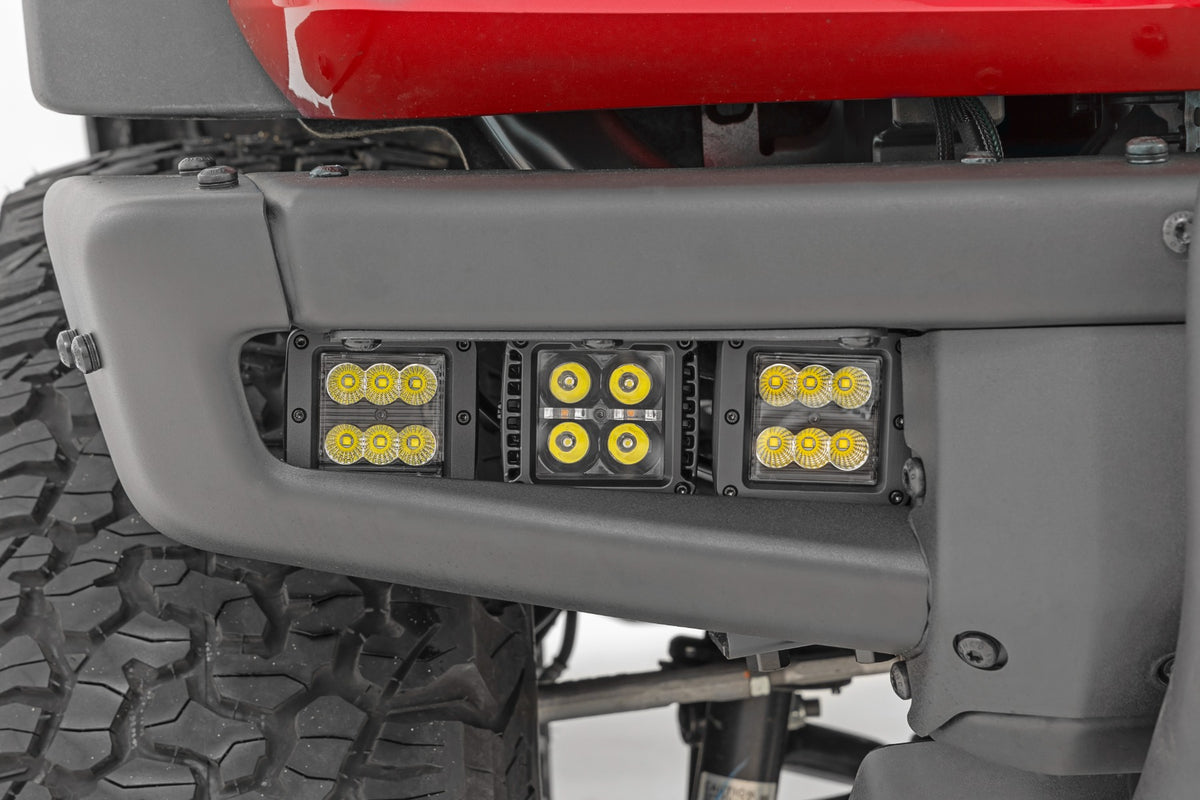 LED Light Kit | Fog Mount | Triple 2&quot; Black Pair | White DRL | Ford Bronco (21-24)