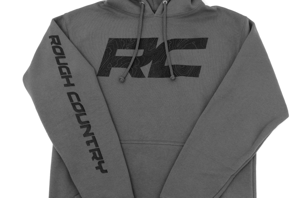 Rough Country Hoodie | RC Topographical Sleeve | Charcoal | 2XL