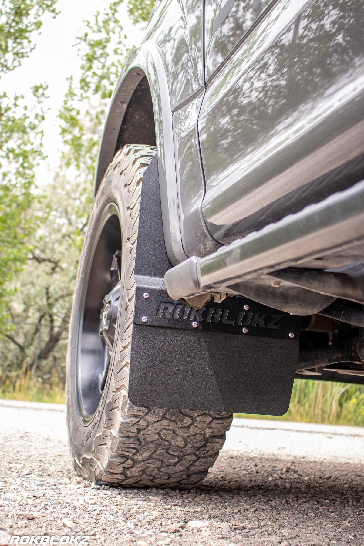 15-20 Ford F-150 Featuring Rokblokz Step Back Mud Flaps - front flap