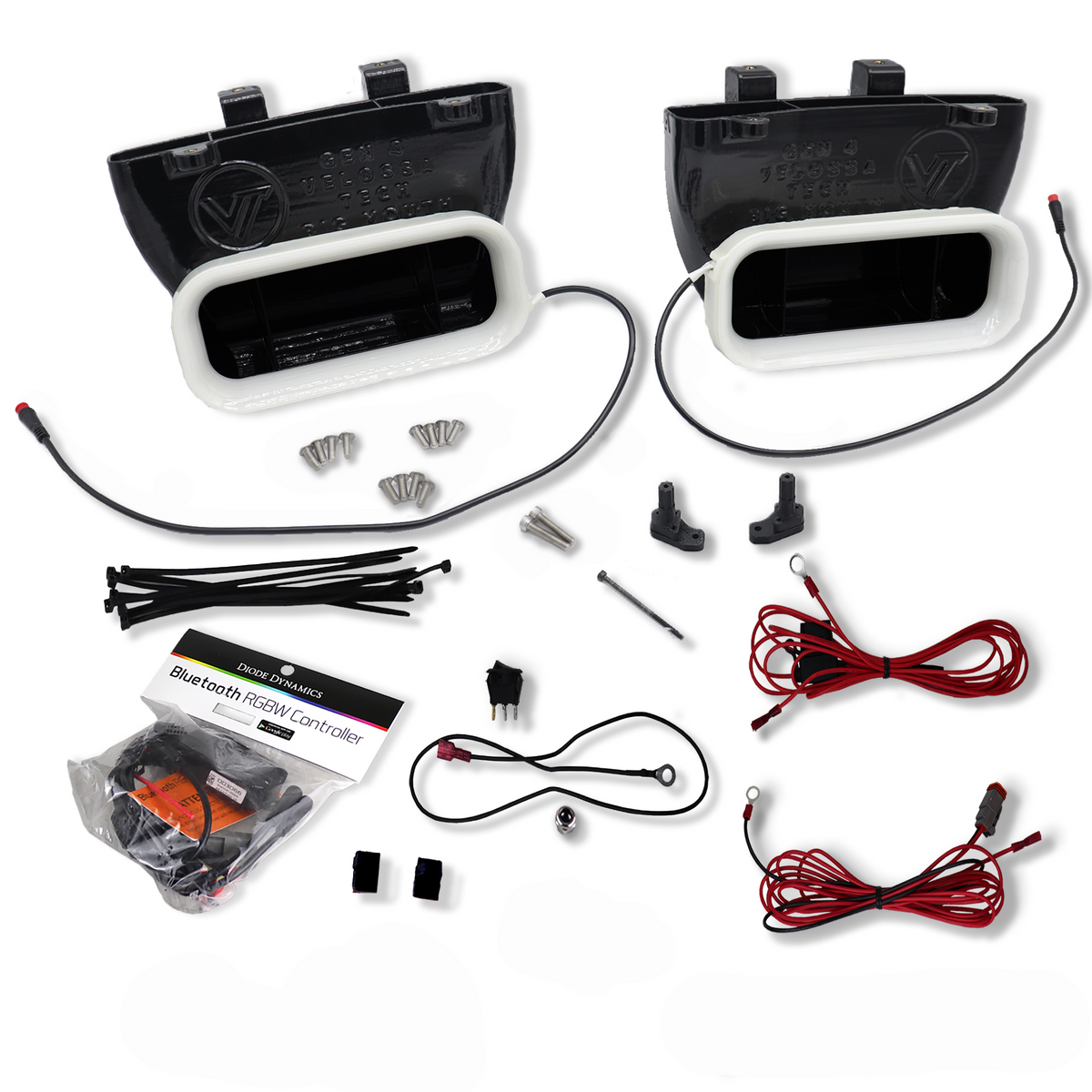 Velossa Tech - 2015-2017 Ford F-150 and 2017-2020 Ford F-150 Raptor Dual BIG MOUTH &quot;LIT KIT&quot; Ram Air Intake Snorkels