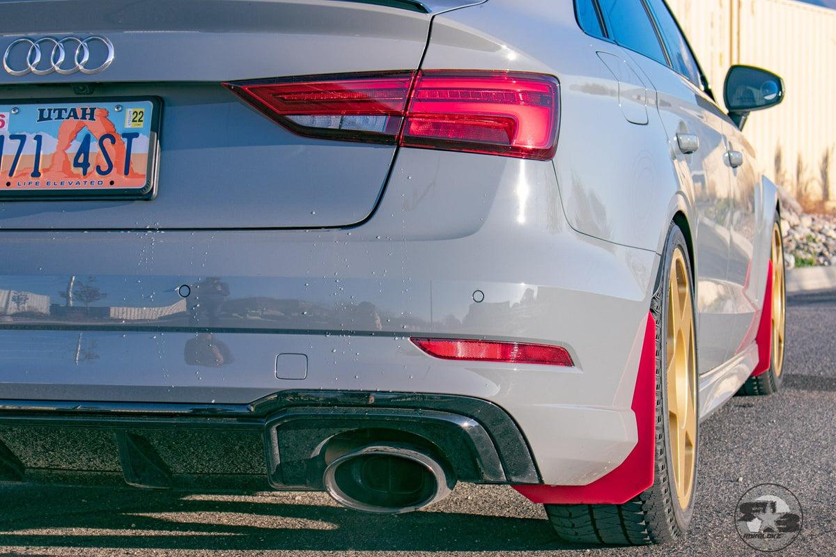 2019 Audi RS3 ft Rokblokz Splash Guards in Red