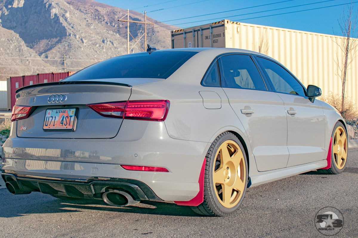 2019 Audi RS3 ft Rokblokz Splash Guards in Red