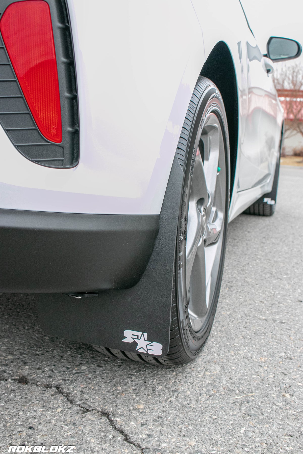  Rokblokz Rally Mud flaps in Black w/white logo, original length