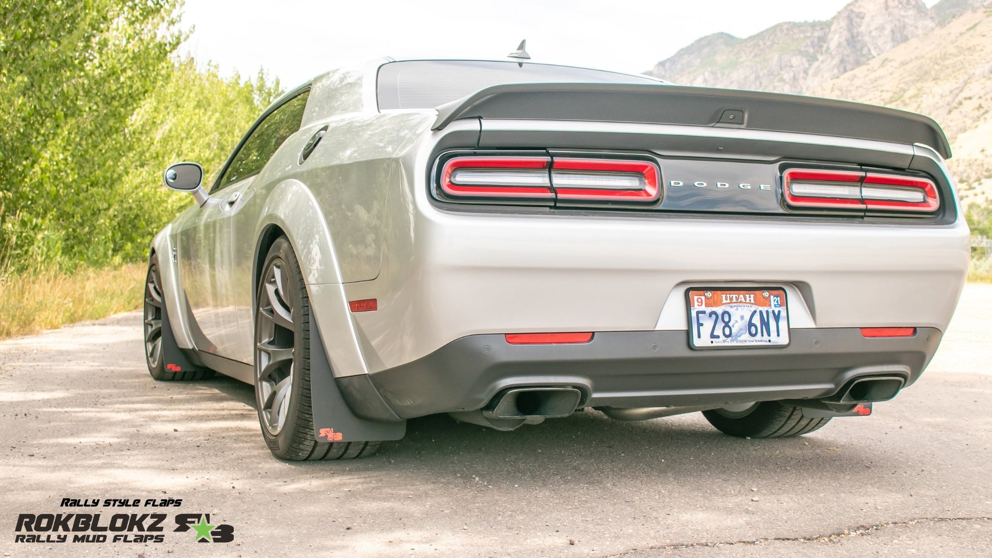 2020 Dodge Challenger Hellcat widebody Featuring Rokblokz Rally Mud flaps - main