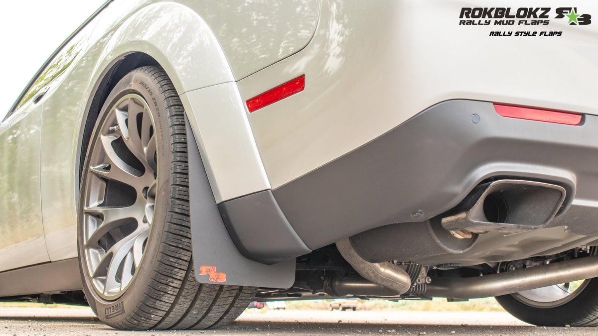 2020 Dodge Challenger Hellcat widebody Featuring Rokblokz Rally Mud flaps-rear flap