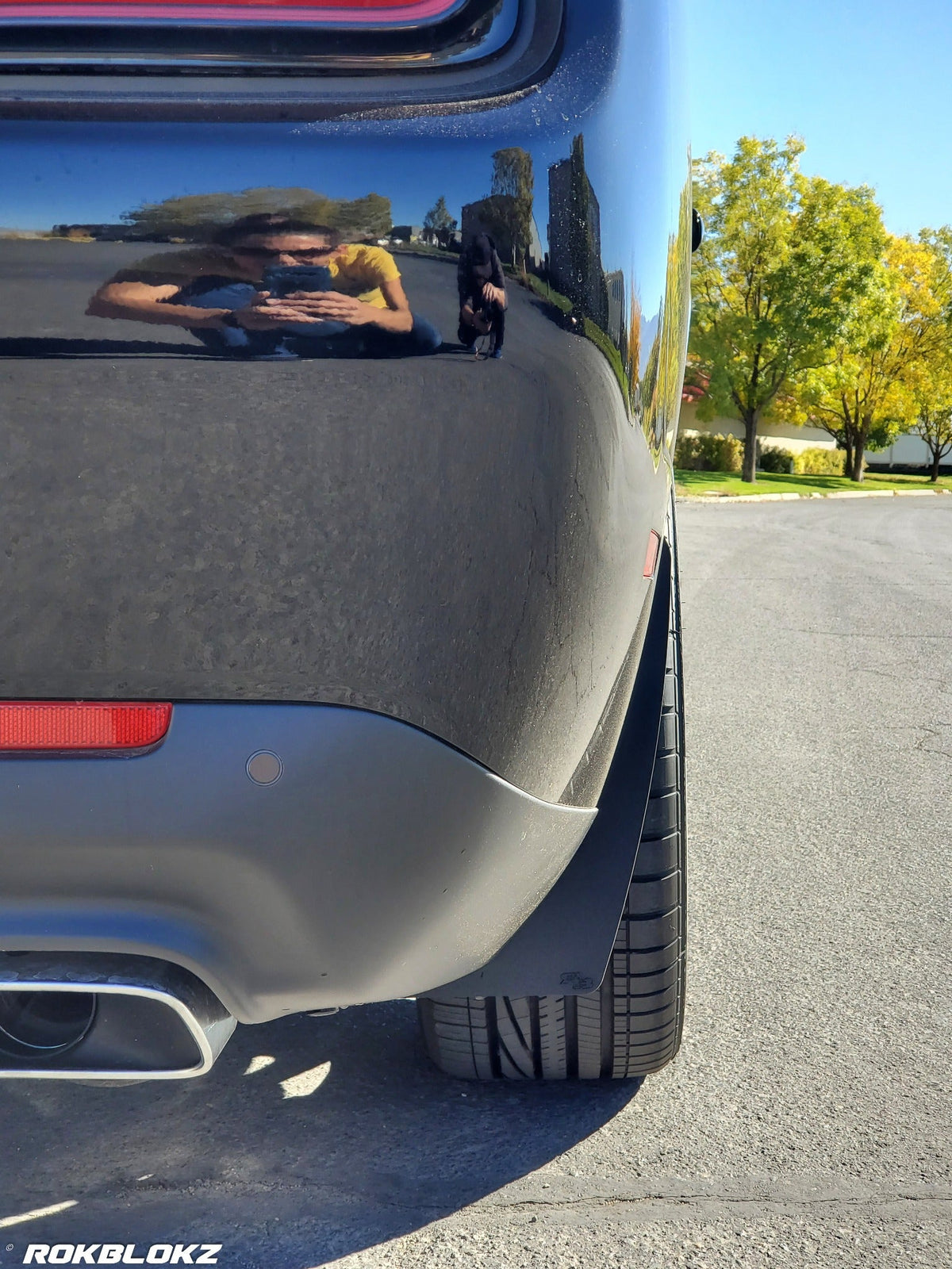 2020 Dodge Challenger featuring Rokblokz Splash Guards in Black