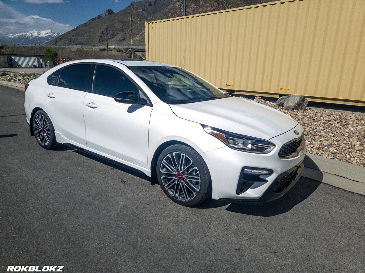 2020 Kia Forte GT Featuring Rokblokz Mud Flaps in Black w/ Red logo