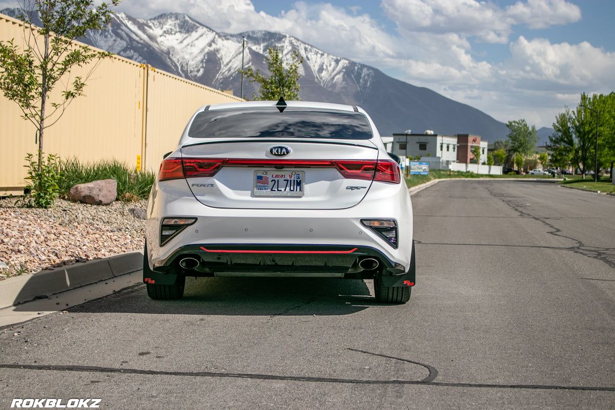 2020 Kia Forte GT Featuring Rokblokz Mud Flaps in Black w/ Red logo