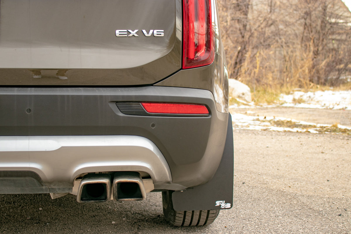 2020 Kia Telluride ft Rokblokz Rally Mud Flaps in Black w/ White Logos