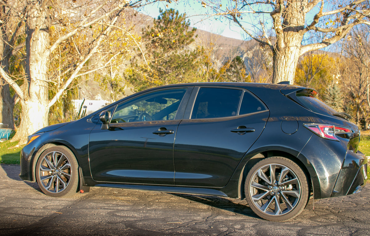 2020 Toyota Corolla ft Rokblokz Rally Mud Flaps in Black w/ Red Logos