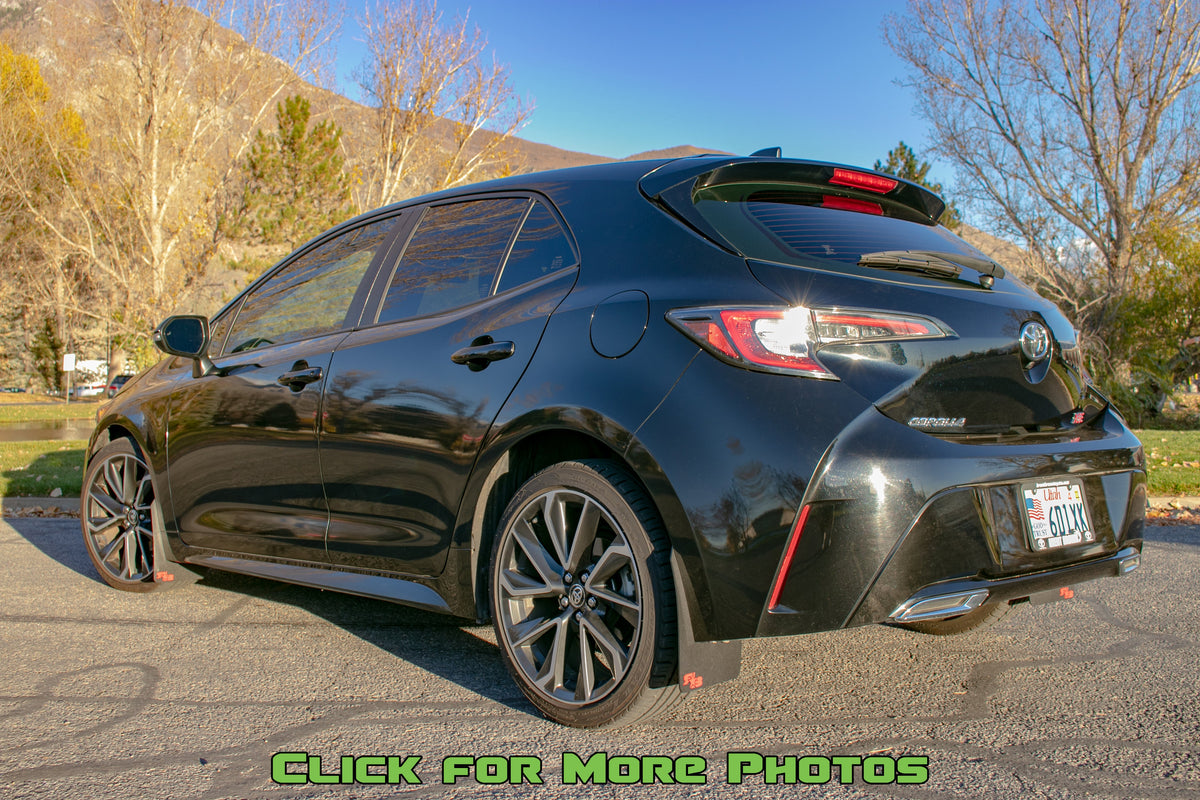 2020 Toyota Corolla ft Rokblokz Rally Mud Flaps in Black w/ Red Logos