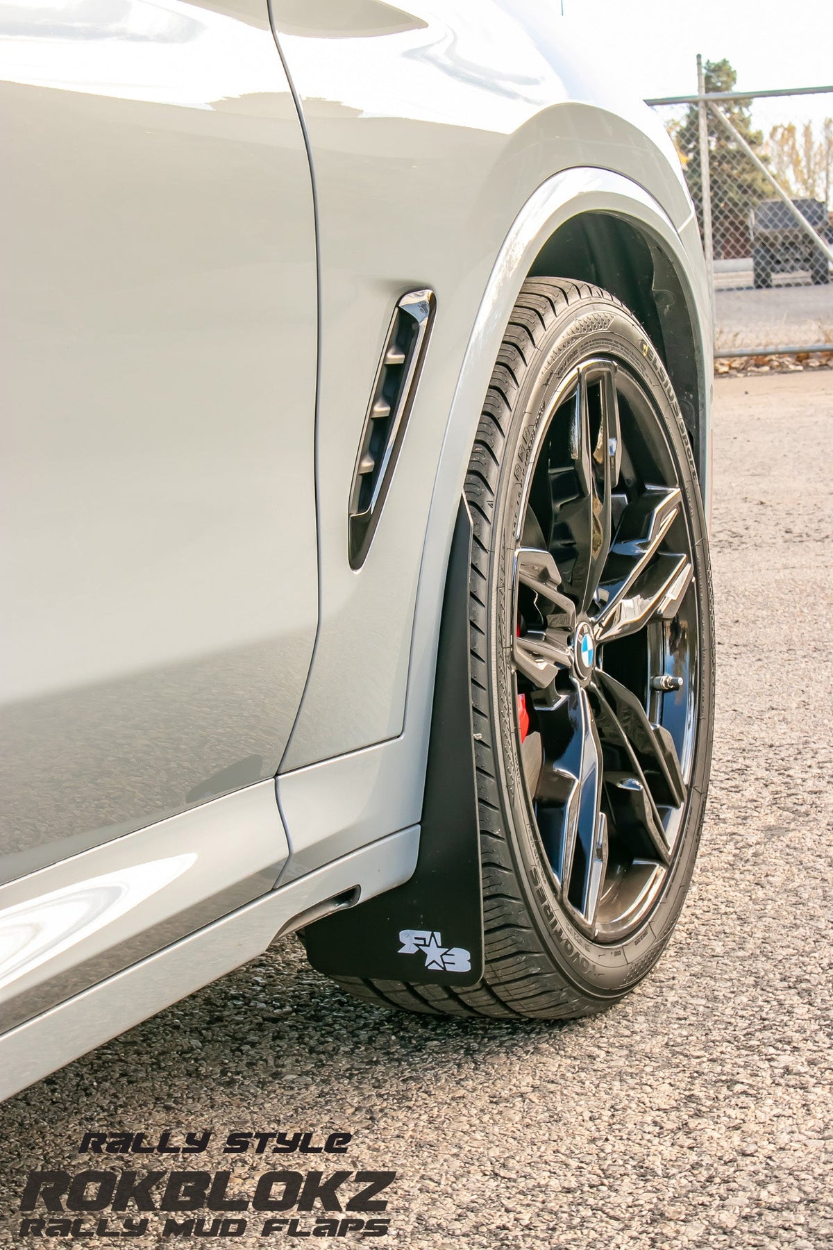 2023 BMW X3 M featuring Rokblokz Rally Mud flaps Front